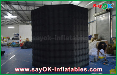 Inflatable Party Decorations 2m Height Black Inflatable Photo Booth Props Shell With Eight Angles Oxford Cloth