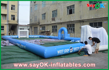 Inflatable Football Toss Game Blue Inflatable Football Field Areas Playground Commercial Grade With Print