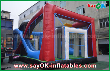 Inflatable Basketball Game Durable White / Blue Inflatable Sports Games Football Soccer Boxing Field For Kids