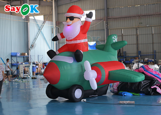 Oxford Cloth Inflatable Old Man LED Christmas Santa Claus Flying Airplane Blowing