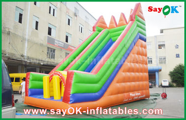 Inflatable Slippery Slide Safety PVC Tarpaulin Inflatable Bouncer Slide Yellow / Green Color For Playing