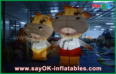 Inflatable Model Custom Animal Oxford Cloth Inflatable Cartoon Cattle Cow With LED Lighting