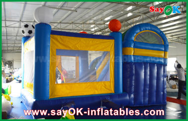 Small 4x3m Inflatable PVC Bounce Castle Slider With Football Decoratiionn