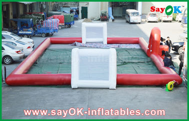 Giant Inflatable Football 10m Big Inflatable Red Football Field WIth Gate Use Strong PVC Material