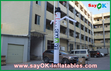 Blow Up Air Dancers White Inflatable Air Dancer With Log Print 4m/5M/6m High With Light For Advertising