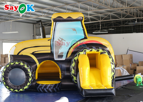 Digital Printing Inflatable Tractor Bounce House With Ball Pit Pool Blow Up Bouncer