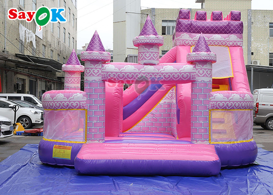 Pink Princess Inflatable Castle Slide Girls Playing Inflatable Bounce House For Amusement Park