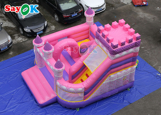 Pink Princess Inflatable Castle Slide Girls Playing Inflatable Bounce House For Amusement Park