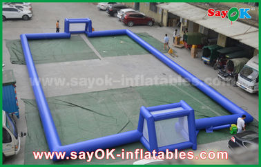 Inflatable Football Game Blue 0.4 PVC Portable Inflatable Football Field / Football Pitch CE Standard Blower