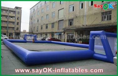 Inflatable Football Game Blue 0.4 PVC Portable Inflatable Football Field / Football Pitch CE Standard Blower