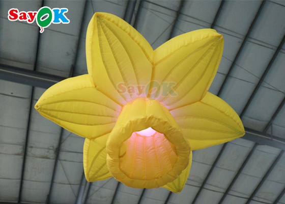 Yellow 1.0m Inflatable Lighting Decoration Hanging Rose Flowers With LED