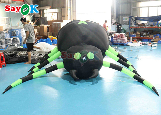 Hanging Horrific Inflatable Spider Halloween Decoration Black And Green