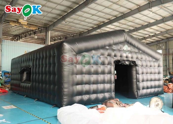 PVC Inflatable Cube Party Tent Commercial Black Disco Light Mobile Night Club Tent Built - In Screen