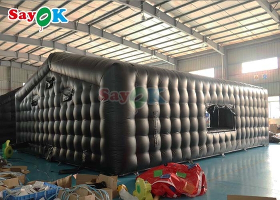PVC Inflatable Cube Party Tent Commercial Black Disco Light Mobile Night Club Tent Built - In Screen
