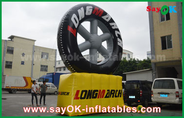 PVC Outdoor Advertising Inflatable Tire Model With Customized Logo Printing