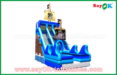 Outdoor Inflatable Slide Funny / Safety PVC Tarpaulin Inflatable Bouncer Slide Yellow / Blue Color For Playing