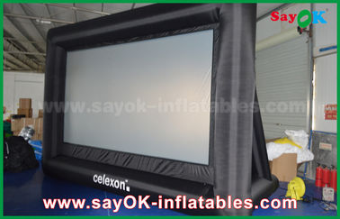 Backyard Movie Screens PVC Custom White / Black Inflatable Projection Screen WIth Frame SGS Approval