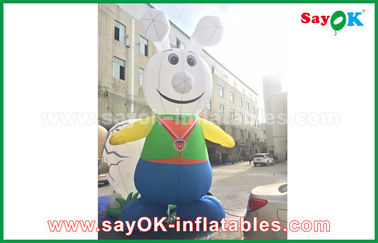 Inflatable Bunny Rabbits 210D Oxford Cloth Lovely Rabbit Inflatable Cartoon Characters For Promotion