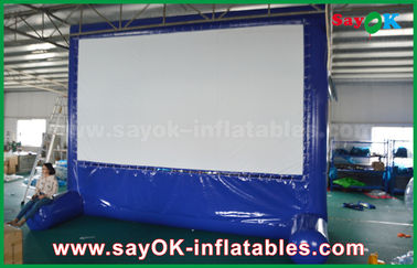 Large Inflatable Movie Screen Blue Inflatable Outdoor Movie Screen Customized For Advertising / Party / Event