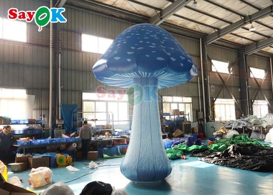 13.1ft Full Printing Inflatable Mushroom Led Light Blue Air Mushroom Event Decoration
