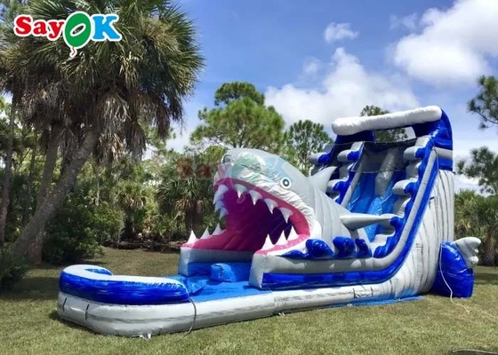 40ft Entertainment Inflatable Shark Double Slide Large Outdoor Inflatable Water Slides
