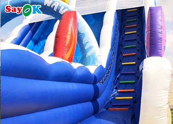 42.7ft Giant Inflatable Water Slides Blue Inflatable Double Beach Lane Slide