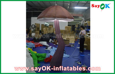 Vivid Brown Inflatable Mushroom with LED light Inside for Show Decoration