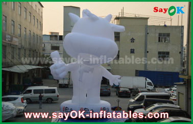 Custom Inflatable Cartoon Characters White Cattle 10m Height