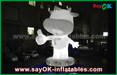 Custom Inflatable Cartoon Characters White Cattle 10m Height
