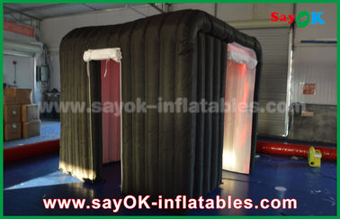 Advertising Booth Displays Black Two Doors Customize Inflatable Event Photo Booth With Rgb Led Lighting