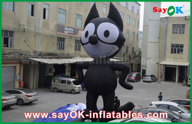 6mH Oxford Cloth Black Inflatable Cartoon Characters , Inflatable Cat