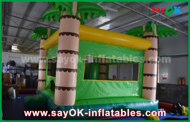 Customize Coconut Tree Green Inflatable Bouncer House For Playing