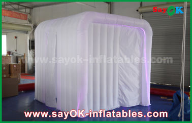 Inflatable Party Tent White Inflatable Event Photo Booth With RGB Led Light / Two Doors