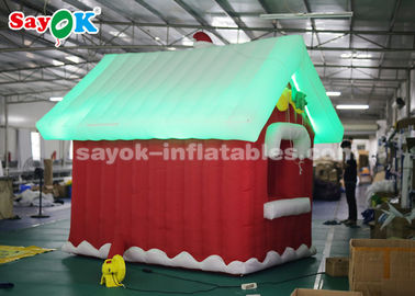 SGS ROHS Inflatable Christmas Santa Claus House Red + White Color