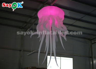 Green Inflatable Lighting Decoration / Amusement Park Blow Up Jellyfish Glowing