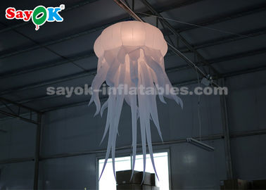 Green Inflatable Lighting Decoration / Amusement Park Blow Up Jellyfish Glowing