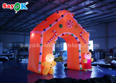Inflatable Christmas Arch Gingerbread Man Candy Sticks Christmas Inflatable Arch With LED Light