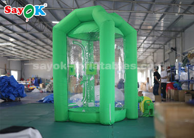 Green Cube Inflatable Money Machine Booth With One Air Blower For Promotion