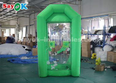 Green Cube Inflatable Money Machine Booth With One Air Blower For Promotion