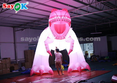 Inflatable Characters 4m Pink Inflatable Dinosaur For Festive Decoration Damp Proof High Air Tightness