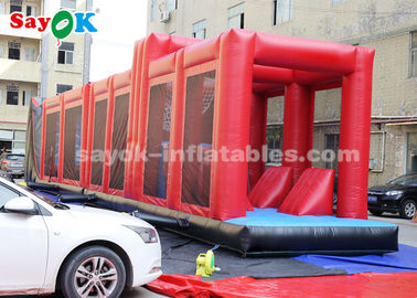 Inflatable Obstacle Course Red 25*3*4m Inflatable Obstacle Game Playing Tournament For Rental