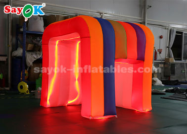 Inflatable Party Tent Rainbow Color LED Light Mini Blow Up Photo Booth For Children SGS ROHS