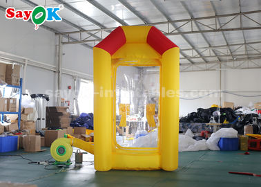 Durable Custom Inflatable Products , Yellow Inflatable Cash Booth Money Grab Machine