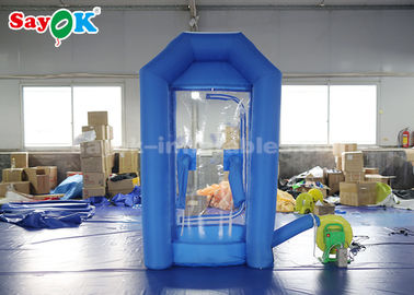 Cube Blue Inflatable Money Machine Booth With Air Blower For Advertising