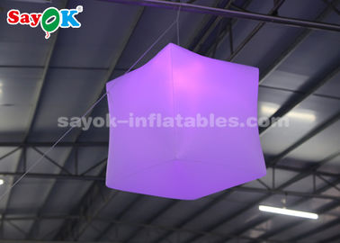 1 Meter LED Inflatable Hanging Cube With 16 Colors For Stage Decoration