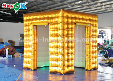 Event Booth Displays 2.5M Golden Inflatable LED Air  Photo Booth With  Colored Lights SGS  ROHS