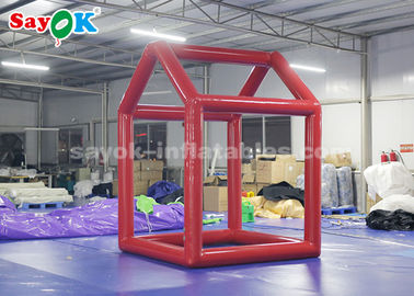 Red Custom Inflatable Products  ,  0.6mm PVC Tarpaulin Cube Inflatable Photo Booth Frame For Advertising