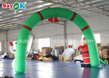 Outdoor Inflatable Holiday Decorations Santa Archway Door With Blower