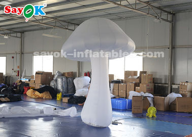 3 Meter White Inflatable Mushroom With Air Blower For Theme Park Decoration