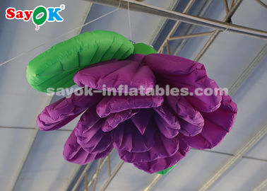 Purple 2m Inflatable Lighting Decoration Hanging Rose Flower For Lobby Stage Decor